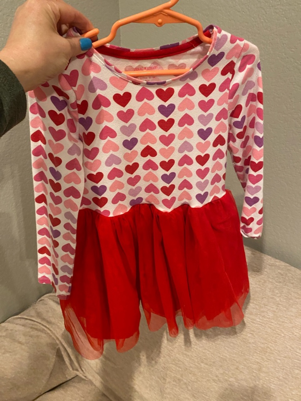 Isaac Mizrahi Girls Heart Print Red Pink Purple Tulle Dress